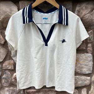 Prince Pickleball Polo Shirt Striped Collar V-neck Short Sleeve Women’s Large